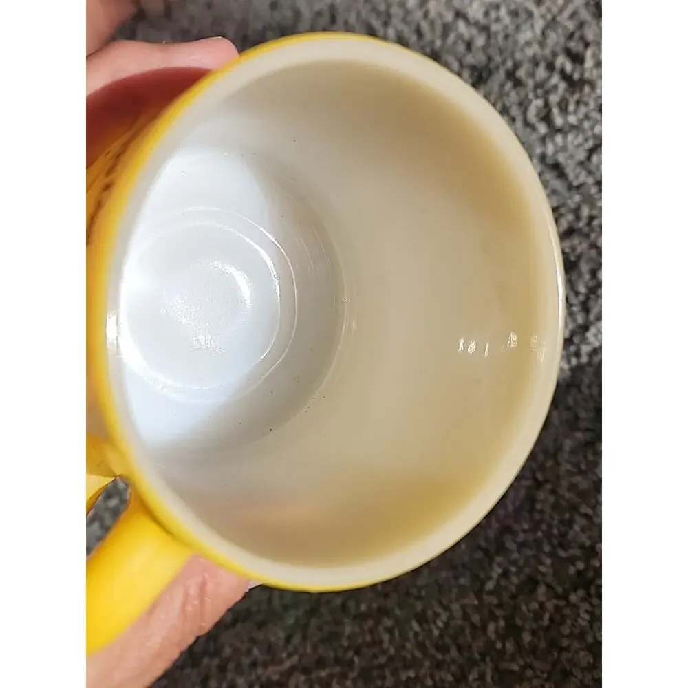 Mellaril Pharmaceutical Advertising Mug yellow milk glass federal Glass‎ VTG